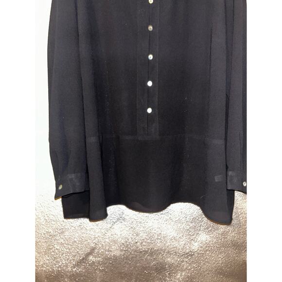 Eloquii Preppy Dark Academia Studious Sheer Black Long Sleeves Blouse Top - Picture 3 of 11